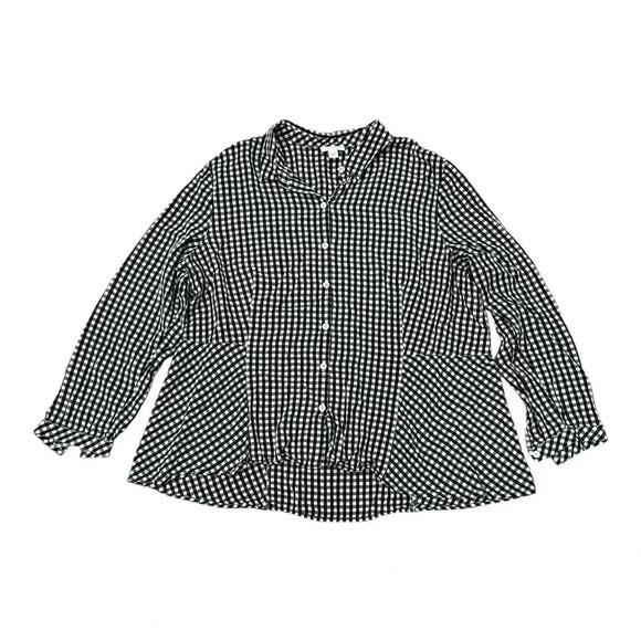 J. Jill Black Gingham Rayon Blouse XL - Picture 1 of 4